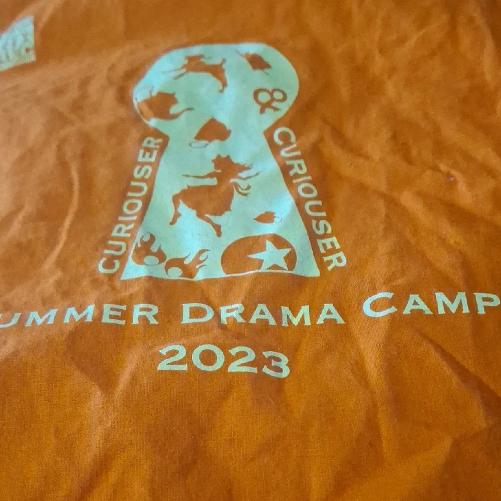 Orange Kids Summer Drama Camp Backpack Alice Rabbit Hole Curiouser Act
